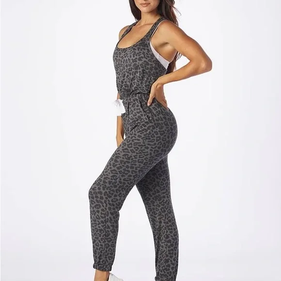Glyder Women's Leisure Jumpsuit Leopard Print Jumpsuit - Gray - Picture 1 of 4